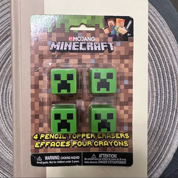 Mojang Office Minecraft Pencil Topper Erasers 4 Pack Mojang Poshmark